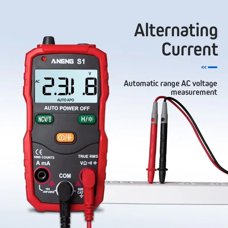 True RMS Автоматический диапазон NCV мультиметр с 4000 отсчетами удержания данных фонарик ЖК-подсветка S1