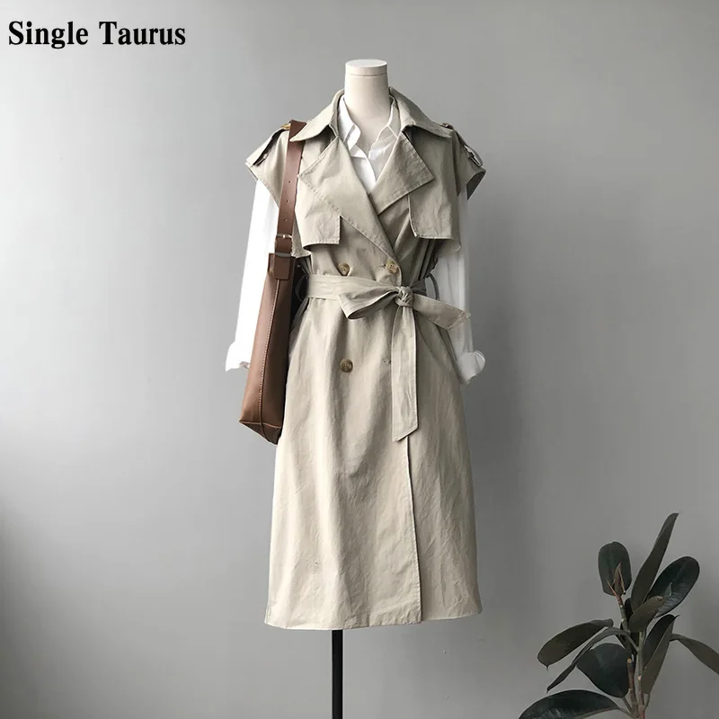 

Long Length Coats Vests Fall Autumn Korean Vest for Woman Fashion Elegant Woman Trench Chalecos Para Mujer Sleeveless Vest Long