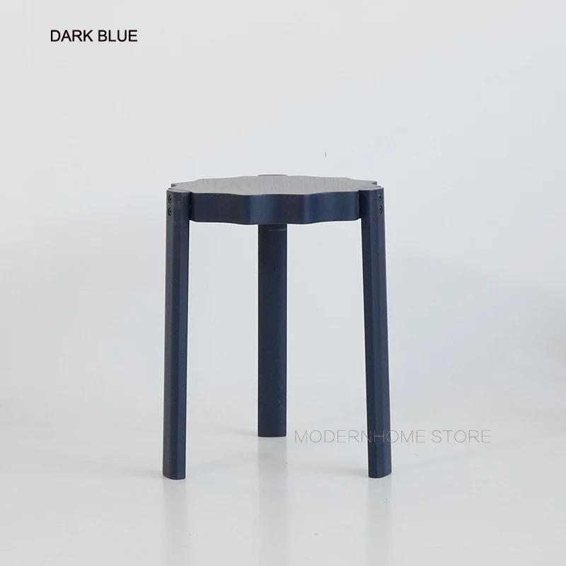 Dark Blue Продвижение современный классический Скандинавский дизайн твердый деревянный Мягкий красочный Штабелируемый красивый топ Деревянный Обеденный низкий стул 1 шт - Цвет: Dark Blue