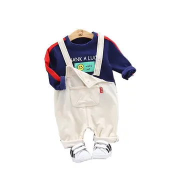 

Baby Kids Sets Autumn Children Clothes infant Suits Boys Girls Letter Cartoon T Shirt Bib Pants 2Pcs/Set Toddler Cotton Clothing