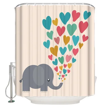 

Valentine's day themed Love Design Shower Curtain Elephant Spurts Out Love