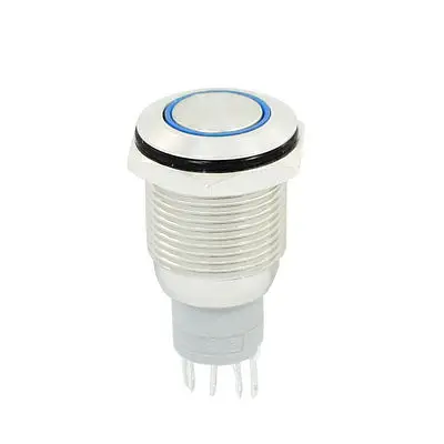 

Blue LED Light 12V Latching 5 Pin Stainless Steel Button Switch AC 250V 3A