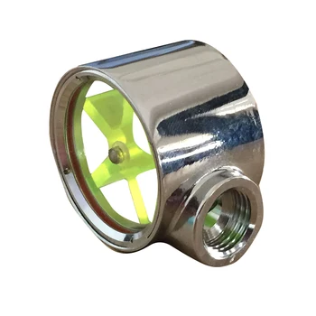 

G1/4 2 Ways Multifunctional Copper Chromed Green Impeller Computer Accessories Water Cooling Meter Threaded Parts Flow Indicator