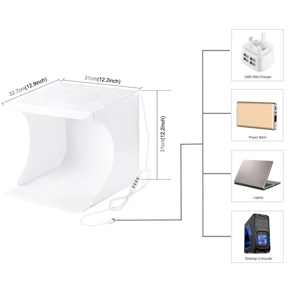 PULUZ 20/30cm lightbox Mini Foldable Photo Studio Box Photography LED Ring Lightbox Studio Shooting Tent  kit& 6 Color Backdrops