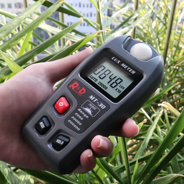 R&D MT30 Lux meter 0~200,000lux Range light meter pocket design illuminometer lux/fc photometer tester Enviromental Testing Grey 4