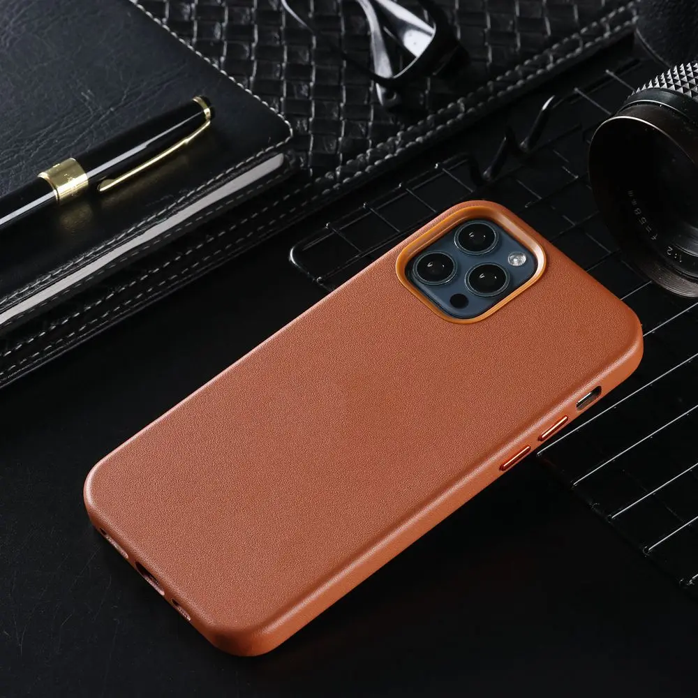 iphone 13 pro phone case Magnets Leather Case For iPhone 13 12 Pro Max Mini Logo Cover For Magsafe Wireless Charger Luxury Shockproof  Magnetic iphone 13 pro max cover