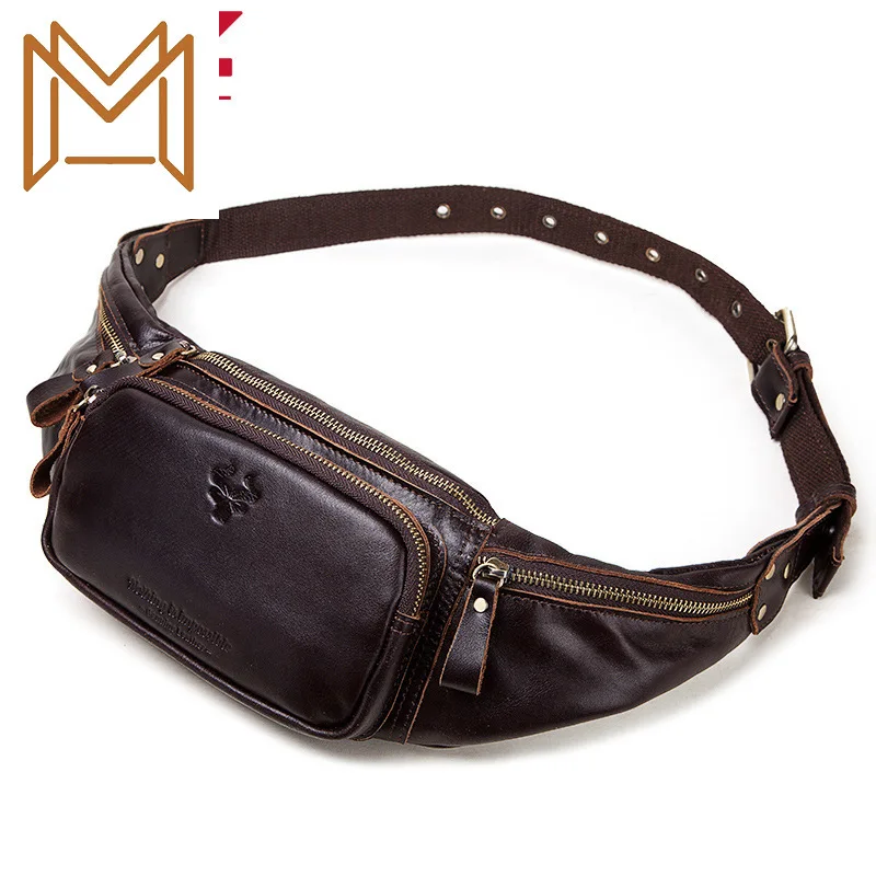 

Genuine Leather Man Motion Pocket Head Layer Cowhide More Function Male Bag Chest Package