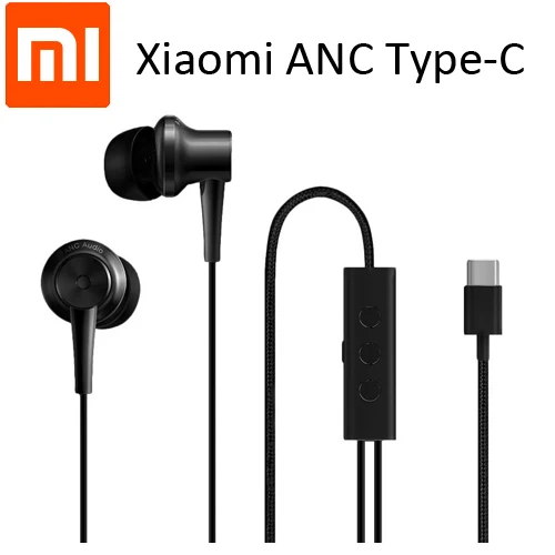 Наушники-вкладыши Xiaomi Mi ANC с шумоподавлением проводные наушники микрофоном для
