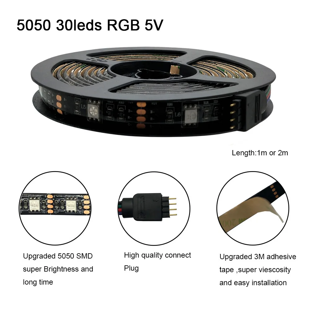 5050 Светодиодная лента 1 м 2 30 светодиодный s IP65 Водонепроницаемый RGB светильник DC5V