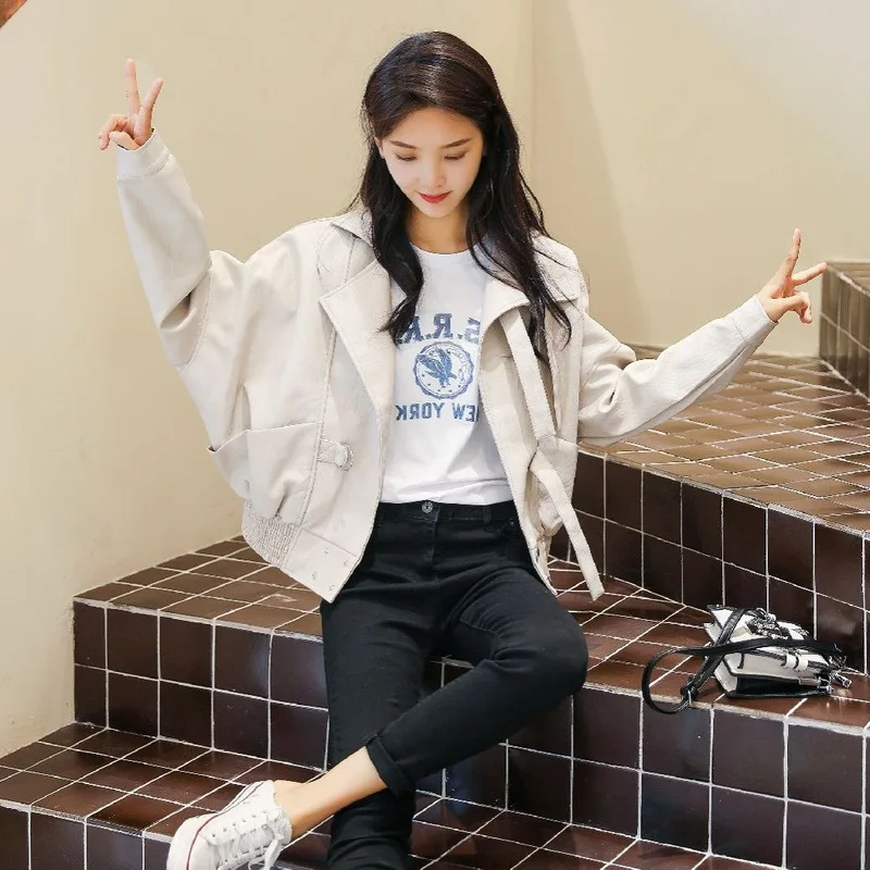 Женская кожаная куртка большого размера 2020 Корейская мотоциклетная из