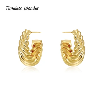 

Timeless Wonder Brass Geo Twisted CC Stud Statement Earrings Women Jewelry Goth Designer Top Hiphop Ins Party Trendy Rock 7216