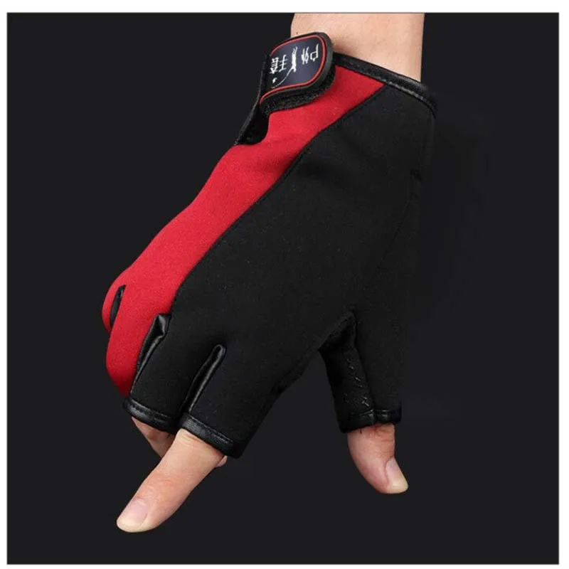 

Red And Blue Two-color Dew Three Refers to Winter Thick Cold Anti-slip Fishing Gloves Sun-resistant Breathable Diving Suit Mater
