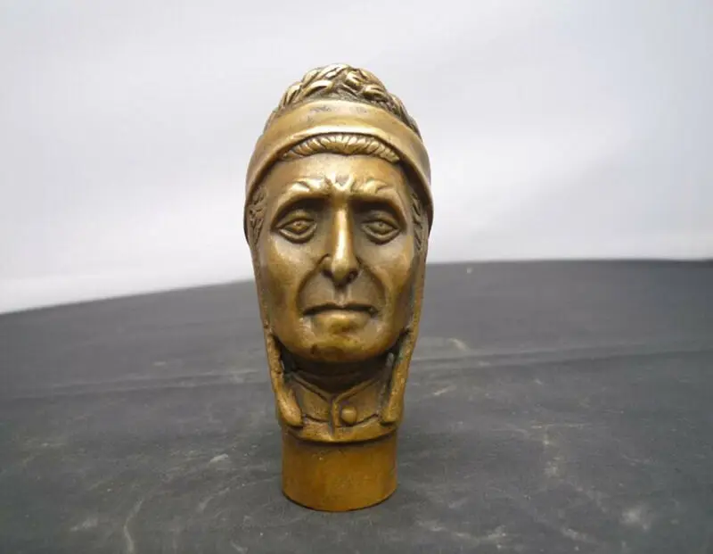 

Chinese Old Bronze Hand Carved Indian Man Head Statue Walking Stick Head
