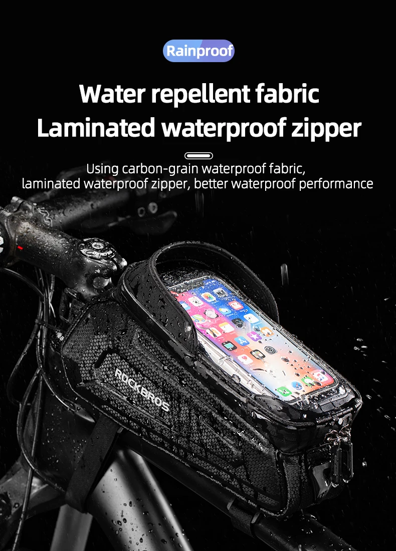 ROCKBROS Bicycle Bag Waterproof Touch Screen Cycling Bag Top Front Tube Frame MTB Road Bike Bag 6.5 Phone Case Bike Accessories