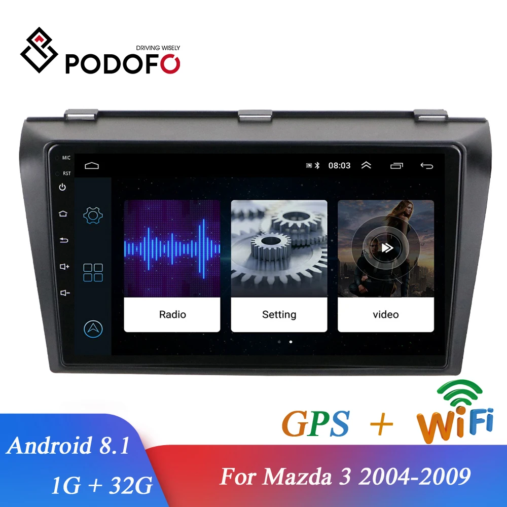##BUY Podofo 1G + 32G Android 8.1 Car Radio Wifi Auto Stereo Car GPS Navigation Stereo Multimedia Player For Mazda 3 2004 2009