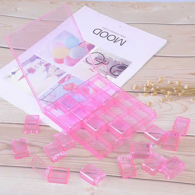 20 Grids Clear Empty Acrylic Storage Box Nail Art Display Removable Container Strass Beads Rhinestone Jewelry Decoration Case