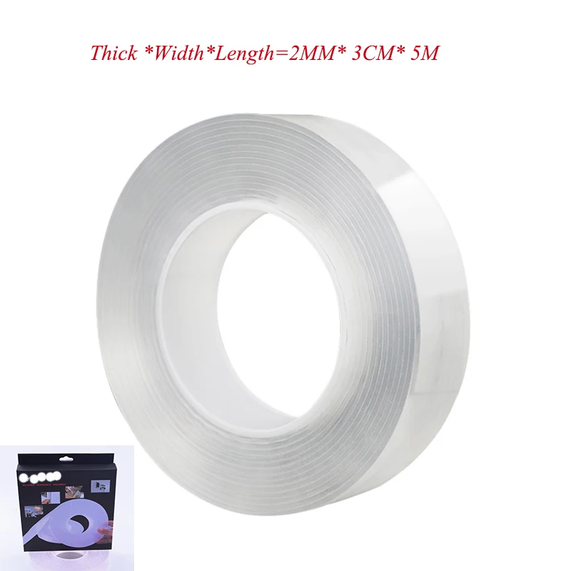 2MMx3cmx5M Многофункциональная Двухсторонняя клейкая нано-лента бесследная моющаяся многоразовая клейкая лента внутренняя наружная Съемная наклейка домашний инструмент - Цвет: 2MMx3cmx5M