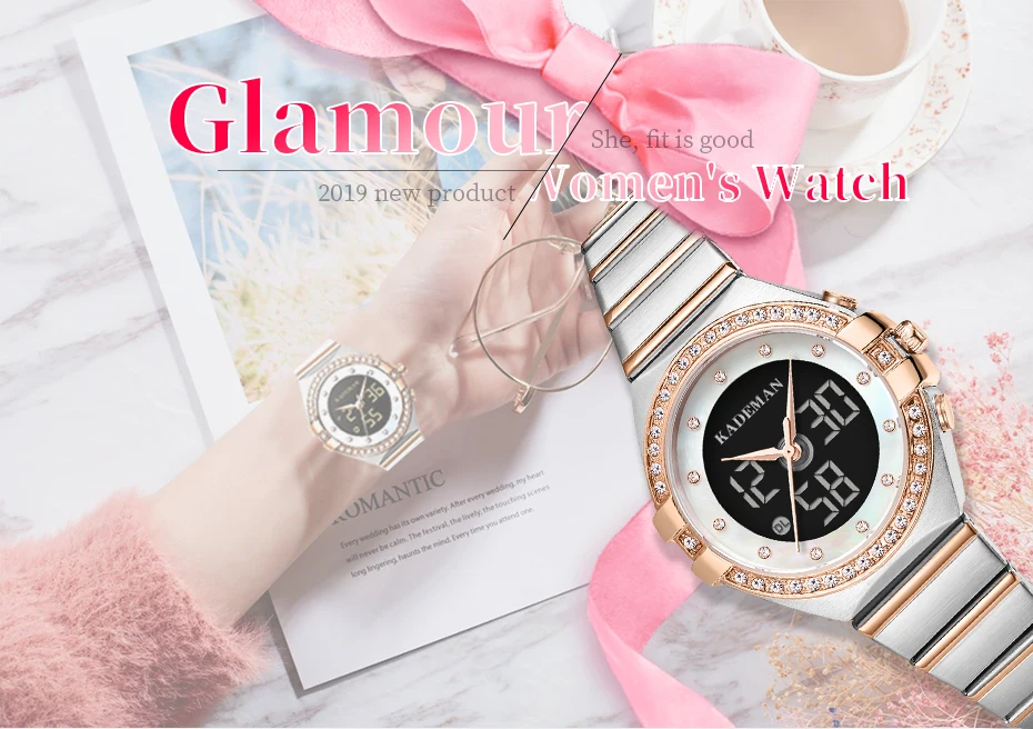 Kademan Новая мода минималистичные женские Стразы браслет часы Montre Femme кварцевые и наручные часы для женщин s