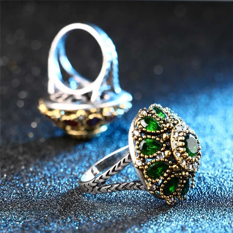 Fashion Rings Fashion Ring Crystal Rings Luxury Crystal Flowers Ring For Women Jewelry Fashion Rings Female Vintage Fashion Wedding Ring Women Ladies Retro Party
