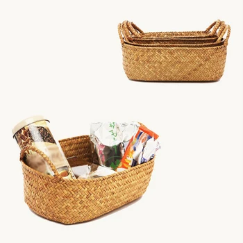 

Home Eco-friendly The Straw Storage Basket Natural Woven Storage With Handles Perfect for Picnic Garden Environmental protection