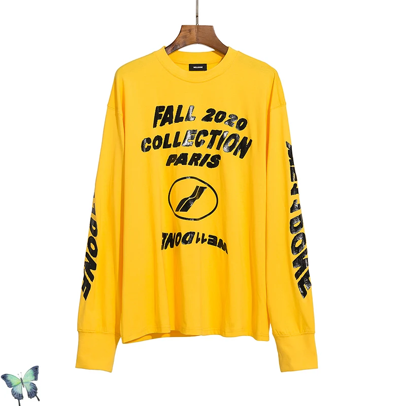 

3D Artistic Font Print Long Sleeve WellDone Sweatshirt Men Women Tee Streetwear We 11 Done Sweatshirts Multiple Colour