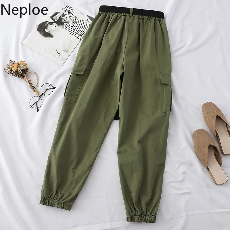Neploe Harajuku уличные брюки карго Женские повседневные джоггеры спортивные штаны с высокой талией свободные женские брюки корейский пояс