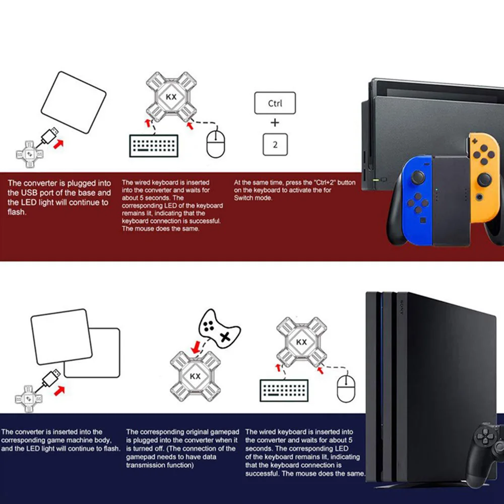 USB адаптер для игровых контроллеров переходник видеоигр мыши Nintendo Switch/Xbox/PS4/PS3