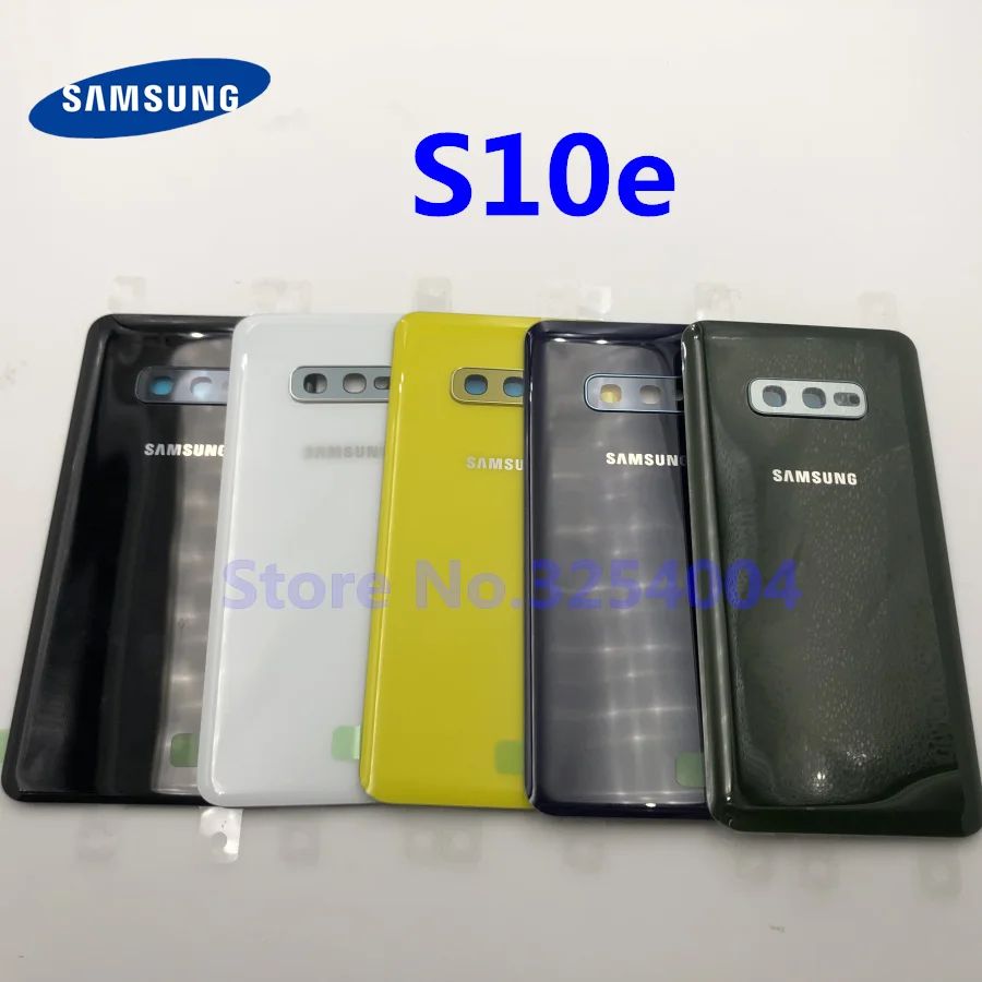 Для samsung Galaxy S10e G970 G970F SM-G970F задняя крышка батарейного отсека Корпус Запасные части+ стеклянная рамка объектива камеры