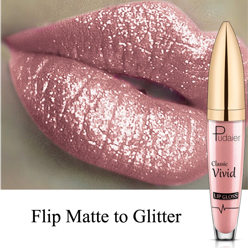 Pudaier Shimmer Glitter Lip Gloss Plump Lips Glossy Makeup Waterproof Liquid Lipstick Long Lasting Lipgloss Brand 2