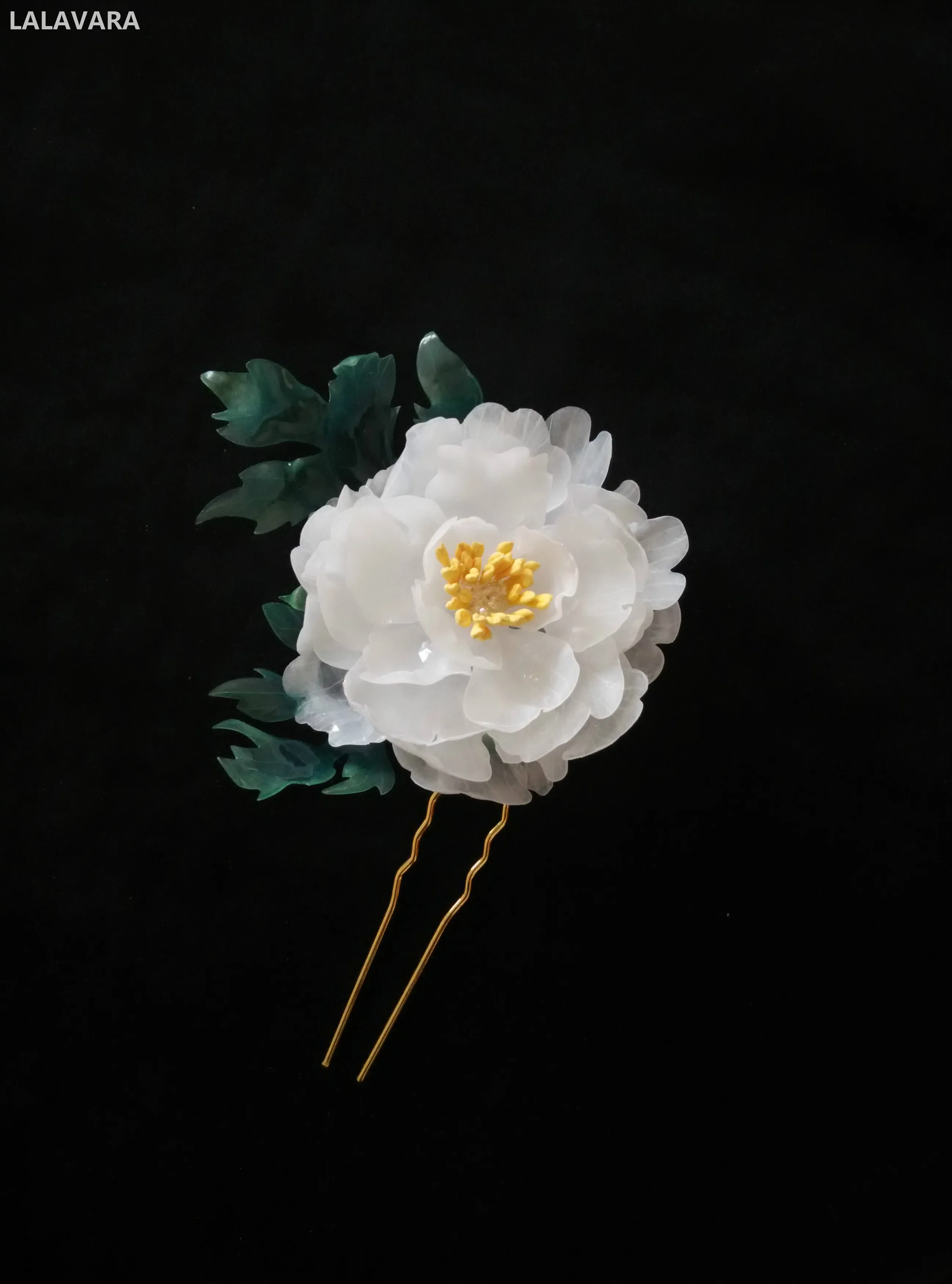 Заколки для волос с белыми пионами LALAVARA китайские классические аксессуары