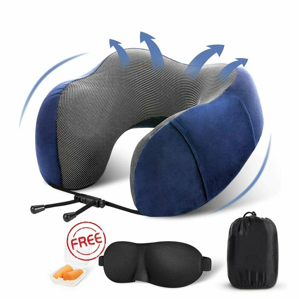 U Shape Travel Pillow Soft Slow Rebound Neck Pillow Solid Neck Cervical