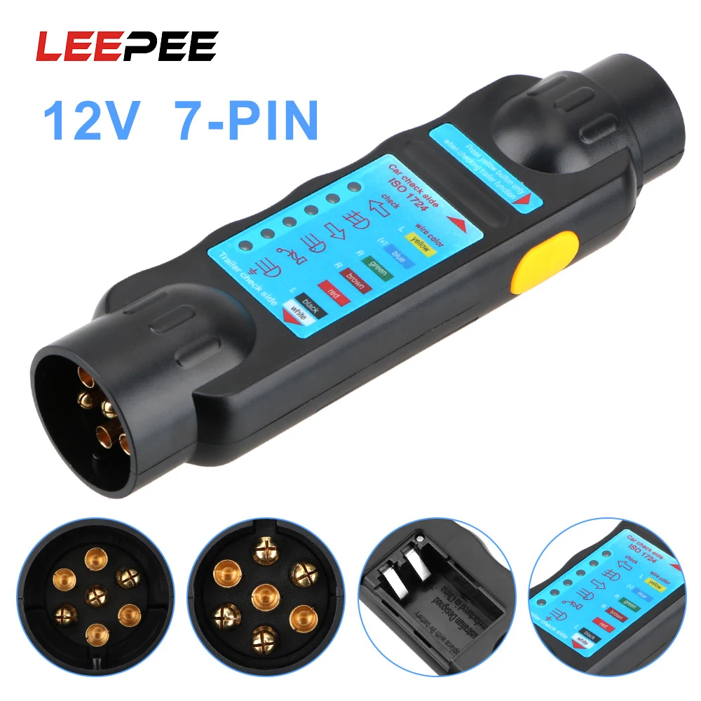 LEEPEE 7 Pin 12V Car Towing Light Tester Trailer Caravan Tow Bar Wiring Plug Socket Diagnostic Tools |