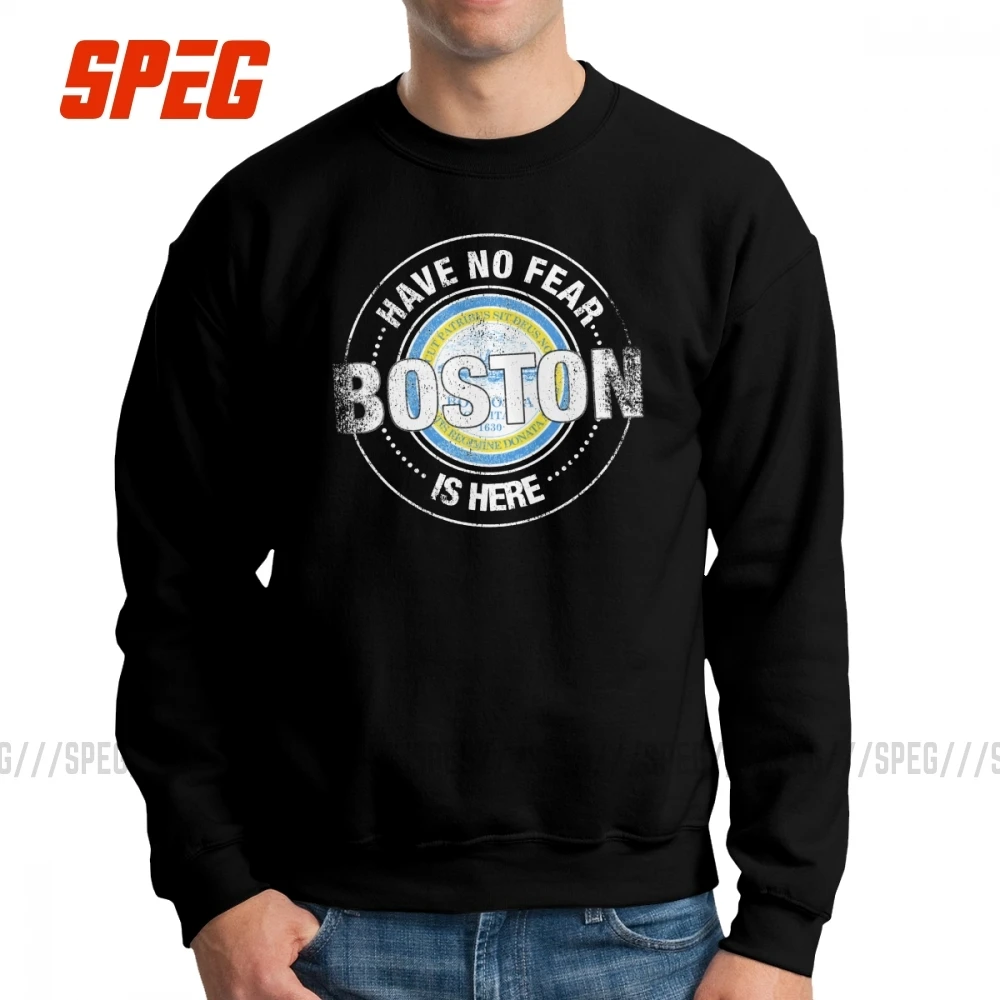 Have No Fear, Boston Is Here, мужские толстовки, винтажный свитер из чистого хлопка с круглым вырезом, Зимний пуловер, одежда