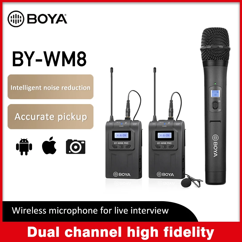 Беспроводной конденсаторный микрофон BOYA BY WM8 Pro UHF для аудио и видео петличный