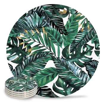

Creative Coaster Tropical Plant Banana Leaf Green Drink Coffee Cup Mat Tea Pad Dining Table Placemats Table Chic Decoration