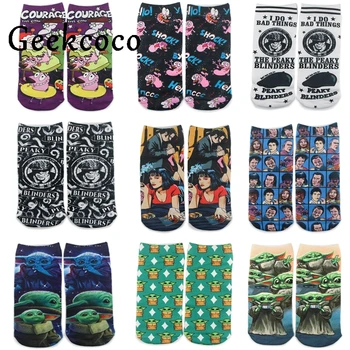 

10pair/lot J1264 Cartoon Baby Yoda Sports short Socks for Kids Men Women Pulp Fiction Printed Pattern Hip Hop Cotton Sock