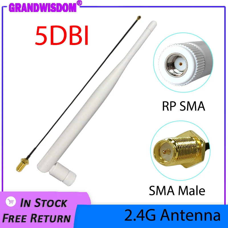 GRANDWISDOM 1-2P 2.4g antenna 5dbi sma female wlan wifi 2.4ghz antene IPX ipex 1 SMA male pigtail Extension Cable module antena