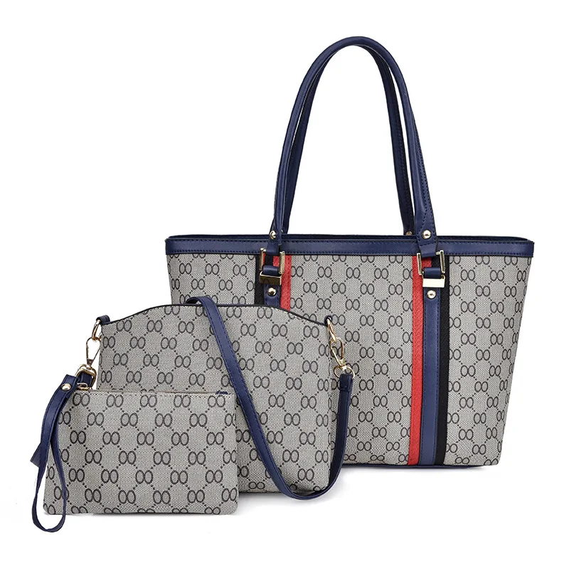 

2019 New Style Women's Europe And America Fashion Large Bag Printed Contrast Color Different Size Bags Versatile Simple One-Shou
