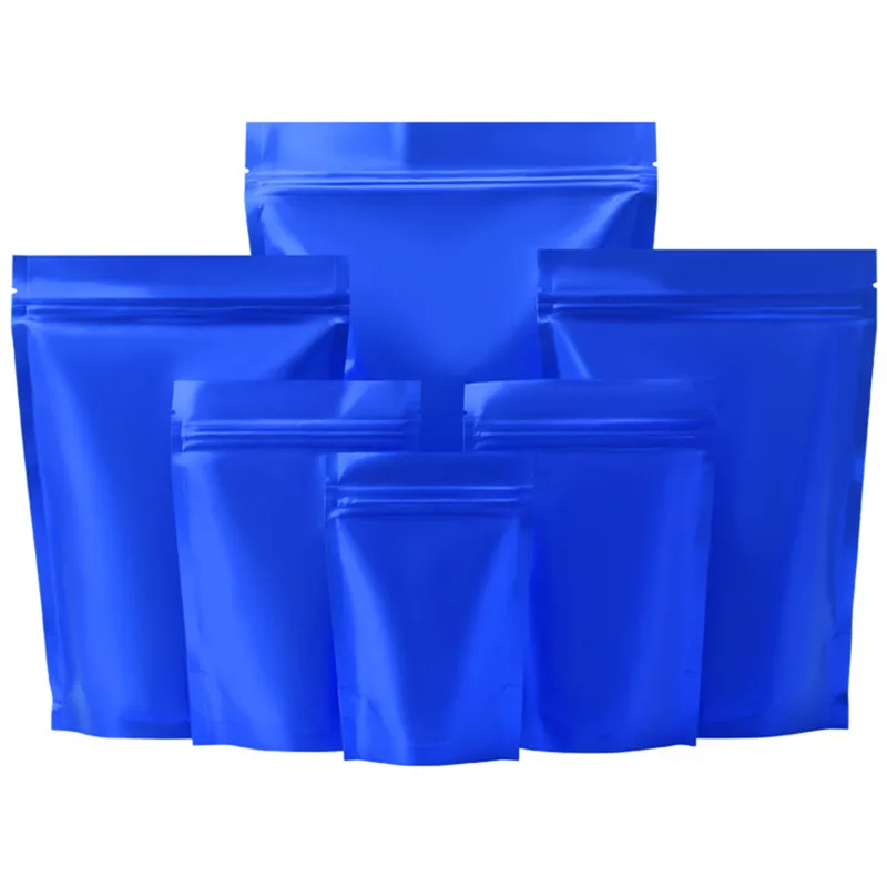 

100pcs Matte Blue Aluminum Foil Zipper Gift Pouches Heat Sealing Cat Dog Pet Food Packaging Resealable Zip Lock Bags