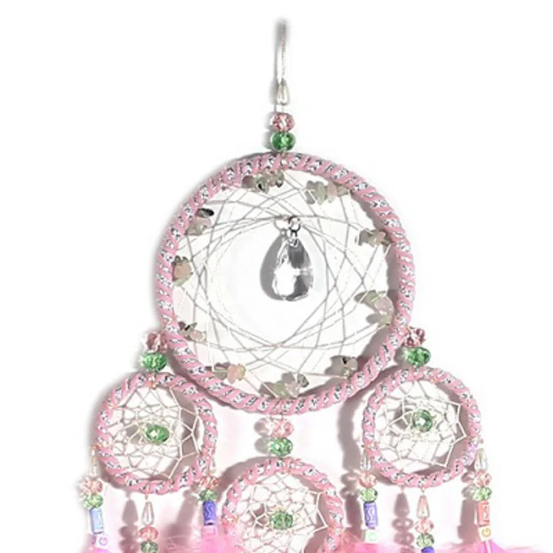 Top-Hollow Dream Catcher Pendant Wall Decoration Feather Lace Dreamcatcher Bead Decoration Handmade Hanging Ornament