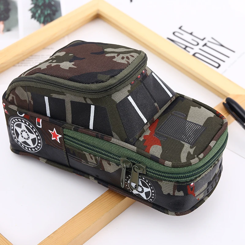 Dark green car Камуфляжная машинка для мальчиков, игрушки для подарков, чехол-карандаш, школьные крутые принадлежности, военная вместительная прочная Милая коробка для ручек, сумки для канцелярских принадлежностей - Цвет: Dark green car