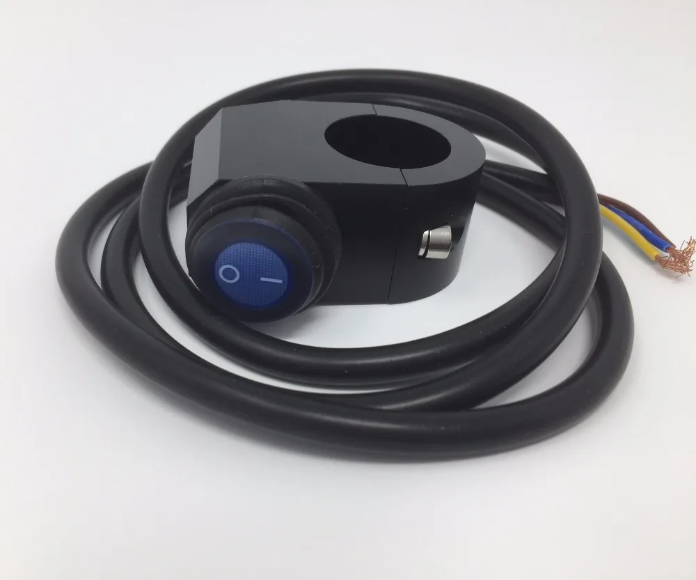 12V 16A 22-24 мм мотоцикл Водонепроницаемый руль переключатели головной светильник CNC кнопка включения с синим светильник 3 провода для мотоцикла