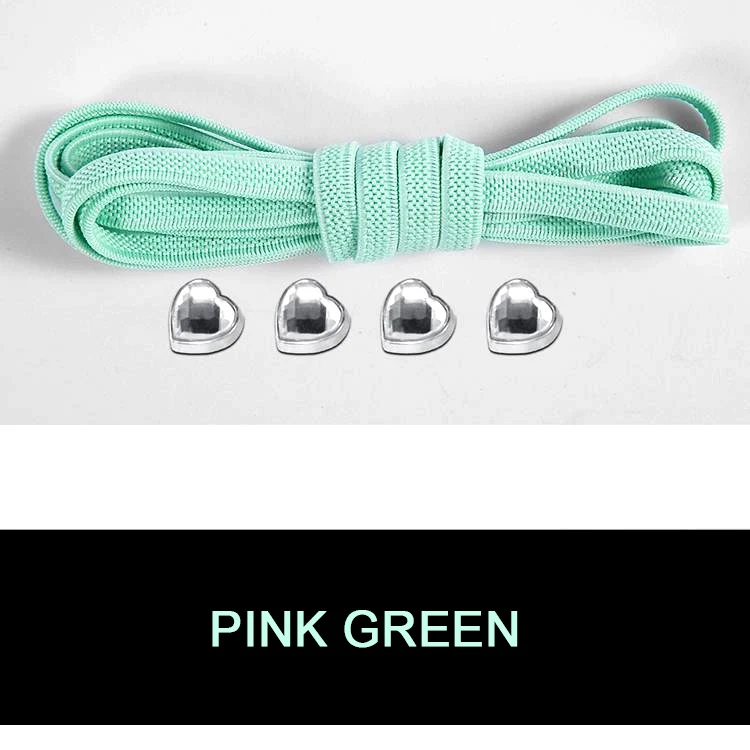 pink green Пара эластичных шнурков с металлической головкой, подходящих для взрослых и детей, универсальные шнурки для ленивых, многоцветные, опт - Цвет: pink green