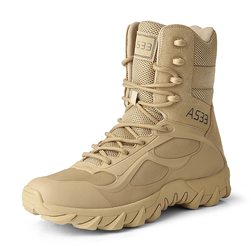 Desert Tactical Mens Boots Wear-Resisting Army Boots Men Waterproof Outdoor Hiking Combat Ankle Boots 