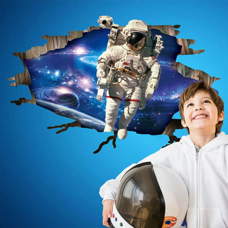 Большая 3D Наклейка на стену Космос галактика Луна украшение дома для детской