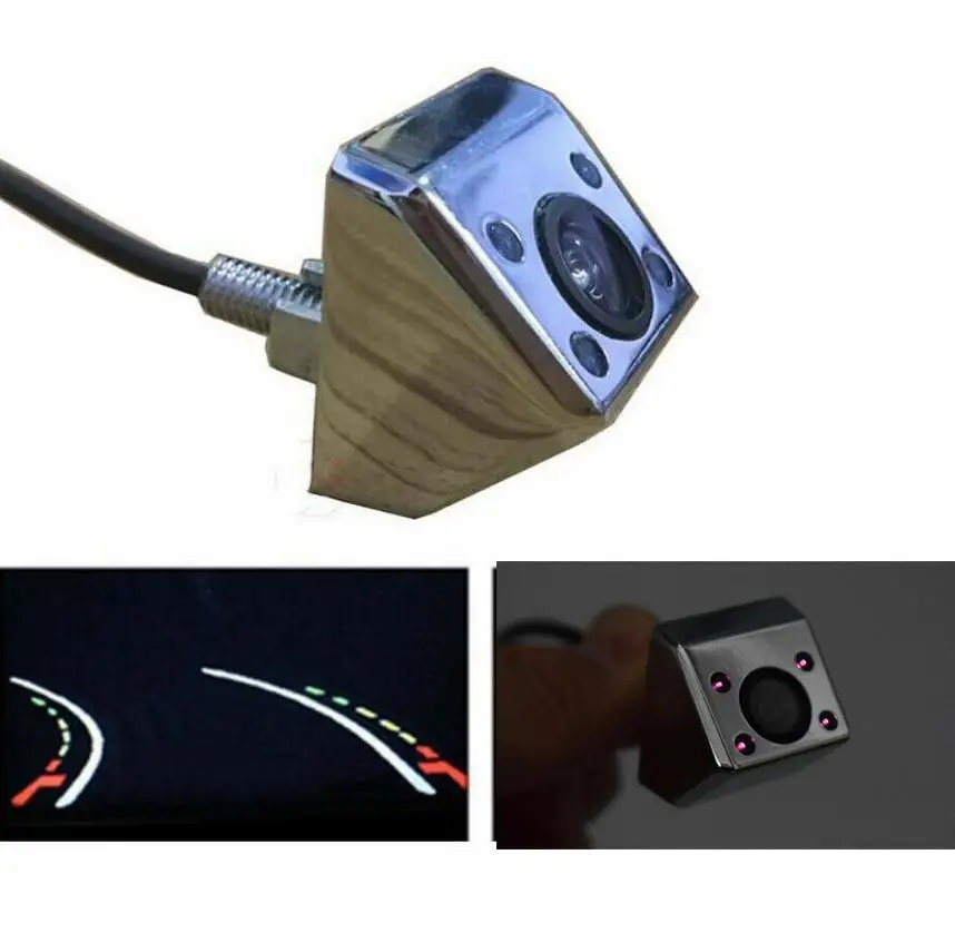 

4 IR Led Night Vision Car Truck Rear View Dynamic Trajectory Guide Line Parking Camera Reverse Backup Silver Chrome