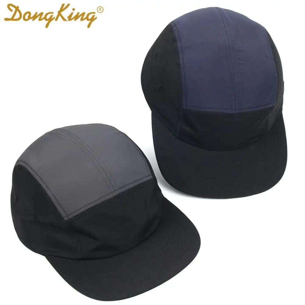 DongKing New 5 Panels Classic Baseball Cap Taslon Short Brim Baseball Cap Quick Dry Hat Flat Bill Big Size Caps Navy, 60-62cm Adjustable