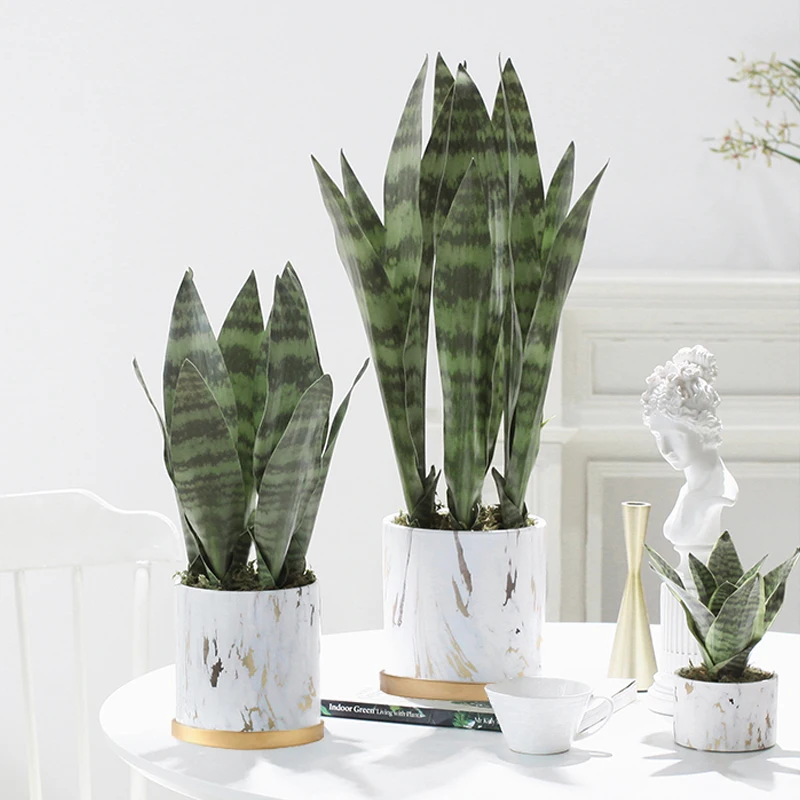 Artificial Realistic Succulent Plants Indoor Tiger Fur Potted Tropical Fake Long Leaf Bonsai Office Hotel Balcony Home Decor