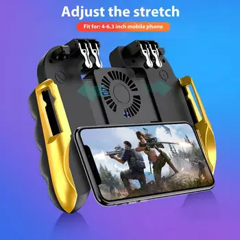 

Six Finger PUBG Game Controller Gamepad Trigger Shooting Free Fire Cooling Fan Gamepad Joystick For IOS Android Mobile Phone