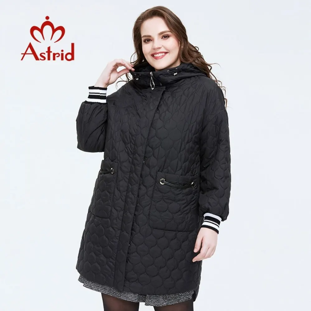Женская куртка с капюшоном Astrid стильная верхняя одежда средней длины размера